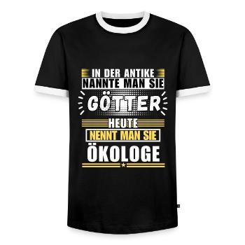 Gods in antiquity. Today an ecologist - Men's Ringer Shirt - black/white - Front - AI Model Female 172 light (172cm) & AI Model Male 178 light (178cm)
