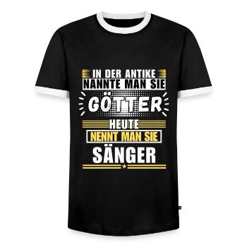 Dieux dans l'Antiquité. Aujourd'hui chanteur - T-shirt contrasté Homme - noir/blanc - Devant - AI Model Female 172 light (172cm) & AI Model Male 178 light (178cm)