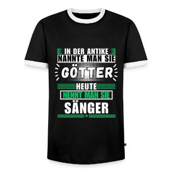 Les dieux dans l’Antiquité. Aujourd’hui Chanteur - T-shirt contrasté Homme - noir/blanc - Devant - AI Model Female 172 light (172cm) & AI Model Male 178 light (178cm)