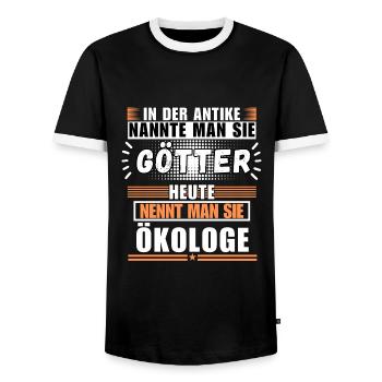 Gods in Antiquity. Now an ecologist - Men's Ringer Shirt - black/white - Front - AI Model Female 172 light (172cm) & AI Model Male 178 light (178cm)