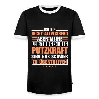 Unsurpassed performance as a cleaner - Men's Ringer Shirt - black/white - Front - AI Model Female 172 light (172cm) & AI Model Male 178 light (178cm)