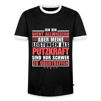 Unsurpassed performance as a cleaner - Men's Ringer Shirt - black/white - Front - AI Model Female 172 light (172cm) & AI Model Male 178 light (178cm)