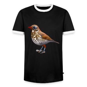 Grive oiseau - T-shirt contrasté Homme - noir/blanc - Devant - AI Model Female 172 light (172cm) & AI Model Male 178 light (178cm)