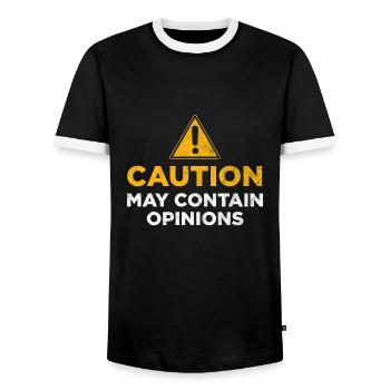 La prudence peut contenir des opinions - T-shirt contrasté Homme - noir/blanc - Devant - AI Model Female 172 light (172cm) & AI Model Male 178 light (178cm)