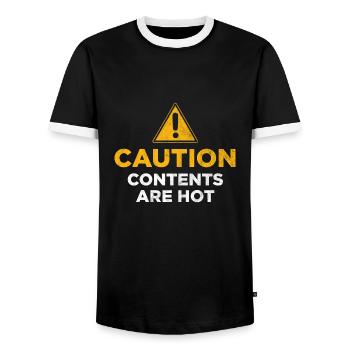 Contents are Hot - Men's Ringer Shirt - black/white - Front - AI Model Female 172 light (172cm) & AI Model Male 178 light (178cm)