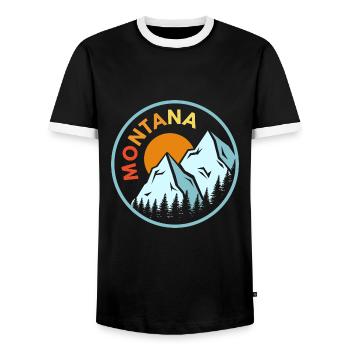 Sunset Montana Design für stolze Montaner - Männer Kontrast-T-Shirt - Schwarz/Weiß - Vorne - AI Model Female 172 light (172cm) & AI Model Male 178 light (178cm)