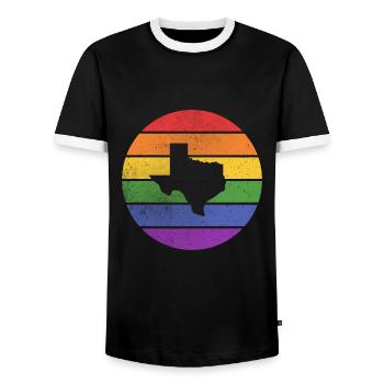 Conception de carte arc-en-ciel pour les fiers Texans LGBT + - T-shirt contrasté Homme - noir/blanc - Devant - AI Model Female 172 light (172cm) & AI Model Male 178 light (178cm)