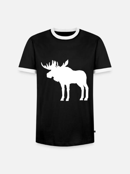 Moose Silhouette - Men's Ringer Shirt - black/white