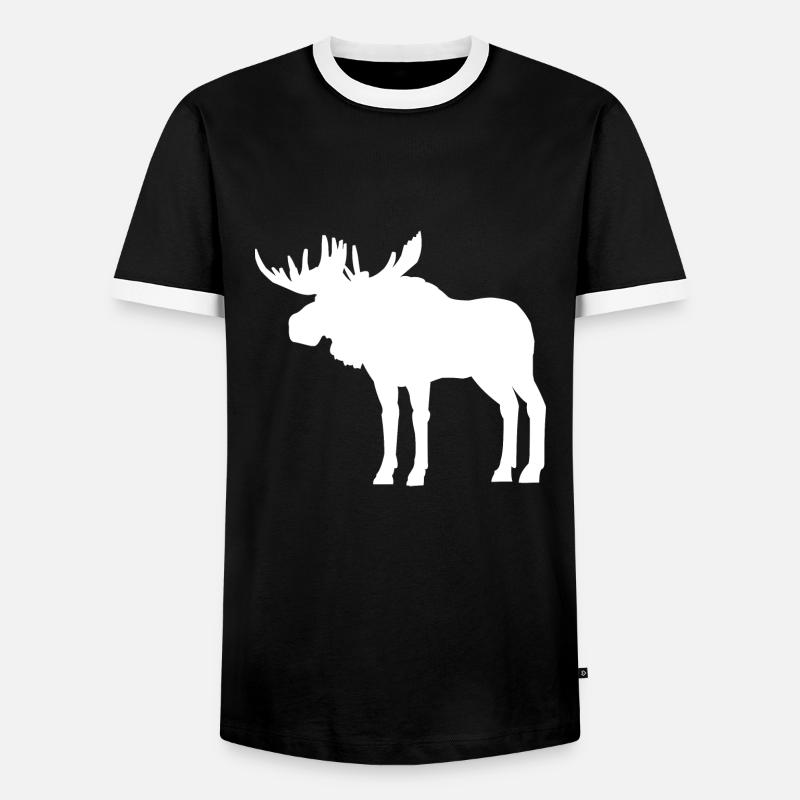 Moose Silhouette - Men's Ringer Shirt - black/white