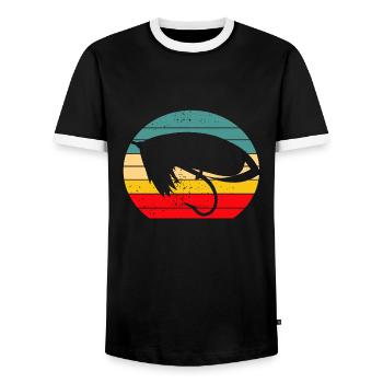 Vintage Fly Fishing Coucher de soleil - T-shirt contrasté Homme - noir/blanc - Devant - AI Model Female 172 light (172cm) & AI Model Male 178 light (178cm)