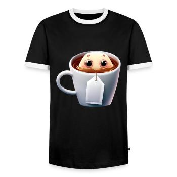 Sachet de thé gourmand - T-shirt contrasté Homme - noir/blanc - Devant - AI Model Female 172 light (172cm) & AI Model Male 178 light (178cm)
