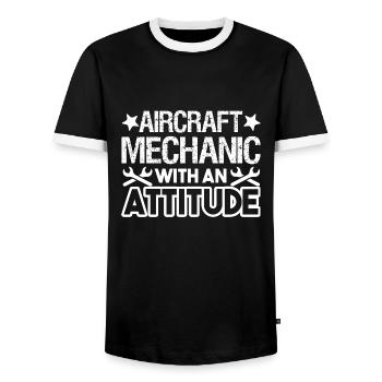 Aircraft Mechanic With An Attitude - Men's Ringer Shirt - black/white - Front - AI Model Female 172 light (172cm) & AI Model Male 178 light (178cm)