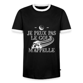 Tee shirt je peux pas j ai golf - T-shirt contrasté Homme - noir/blanc - Devant - AI Model Female 172 light (172cm) & AI Model Male 178 light (178cm)