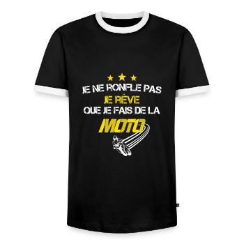 je ronfle pas je fais de la moto cadeau humour - T-shirt contrasté Homme - noir/blanc - Devant - AI Model Female 172 light (172cm) & AI Model Male 178 light (178cm)