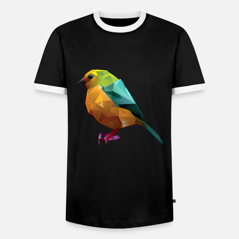 Polygon Bird Design - Men's Ringer Shirt - black/white