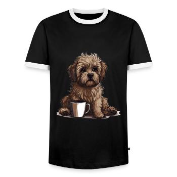 Bolonka Zwetna Puppy Dog Proud Mistress For - Men's Ringer Shirt - black/white - Front - AI Model Female 172 light (172cm) & AI Model Male 178 light (178cm)