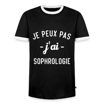 Je peux pas j'ai sophrologie / idée cadeau humour - T-shirt contrasté Homme - noir/blanc - Devant - AI Model Female 172 light (172cm) & AI Model Male 178 light (178cm)