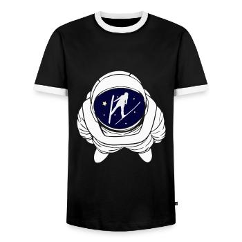 Skispringen Raumfahrer Skispringer All Skifliegen - Männer Kontrast-T-Shirt - Schwarz/Weiß - Vorne - AI Model Female 172 light (172cm) & AI Model Male 178 light (178cm)