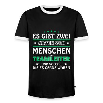 Team leader gift - two types of... design - Men's Ringer Shirt - black/white - Front - AI Model Female 172 light (172cm) & AI Model Male 178 light (178cm)