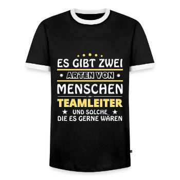 Team Leader Gift - Two Types of... Design - Men's Ringer Shirt - black/white - Front - AI Model Female 172 light (172cm) & AI Model Male 178 light (178cm)