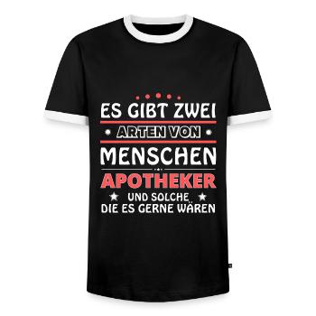 Apothecary Gift - Two Types of... Design - Men's Ringer Shirt - black/white - Front - AI Model Female 172 light (172cm) & AI Model Male 178 light (178cm)