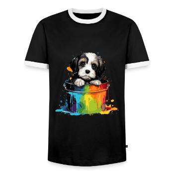 Dalmatiner Niedlicher Hund Farbeimer - Männer Kontrast-T-Shirt - Schwarz/Weiß - Vorne - AI Model Female 172 light (172cm) & AI Model Male 178 light (178cm)