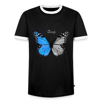 Battery Graphic - Men's Ringer Shirt - black/white - Front - AI Model Female 172 light (172cm) & AI Model Male 178 light (178cm)