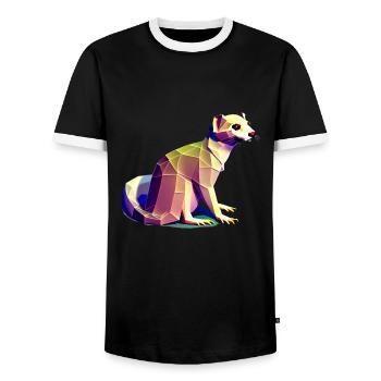 Polygon Frettchen - Männer Kontrast-T-Shirt - Schwarz/Weiß - Vorne - AI Model Female 172 light (172cm) & AI Model Male 178 light (178cm)