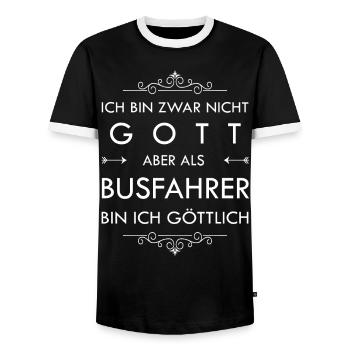 Conducteur de bus, chauffeur de bus T-shirt, autobus, occupation, drôle - T-shirt contrasté Homme - noir/blanc - Devant - AI Model Female 172 light (172cm) & AI Model Male 178 light (178cm)