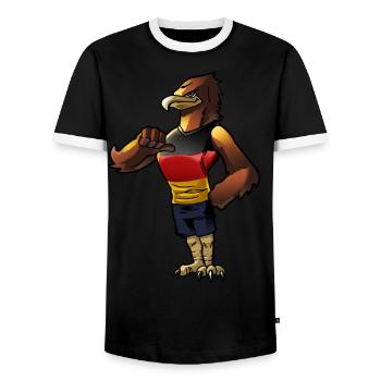 Deutscher Fan Adler - Männer Kontrast-T-Shirt - Schwarz/Weiß - Vorne - AI Model Female 172 light (172cm) & AI Model Male 178 light (178cm)