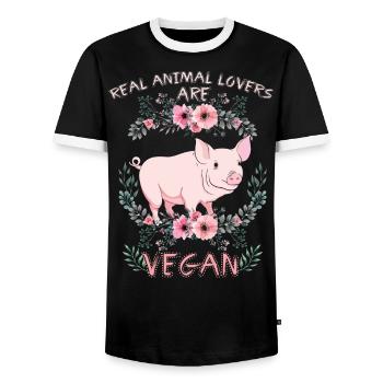 Idée de cadeau de végétarien végétarien - T-shirt contrasté Homme - noir/blanc - Devant - AI Model Female 172 light (172cm) & AI Model Male 178 light (178cm)
