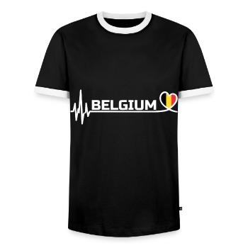 Belgium Sport Fan Football White - Men's Ringer Shirt - black/white - Front - AI Model Female 172 light (172cm) & AI Model Male 178 light (178cm)