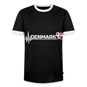 Denmark Sport Fan Football White - Men's Ringer Shirt - black/white - Front - AI Model Female 172 light (172cm) & AI Model Male 178 light (178cm)