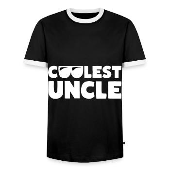 COOLEST UNCLE - Men's Ringer Shirt - black/white - Front - AI Model Female 172 light (172cm) & AI Model Male 178 light (178cm)