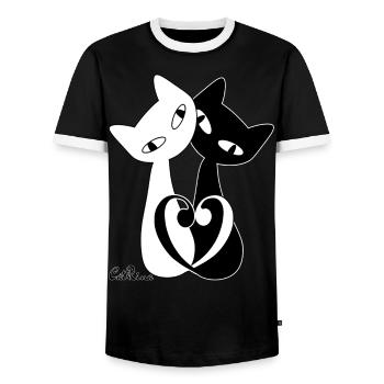 Catrina in Love - T-shirt contrasté Homme - noir/blanc - Devant - AI Model Female 172 light (172cm) & AI Model Male 178 light (178cm)