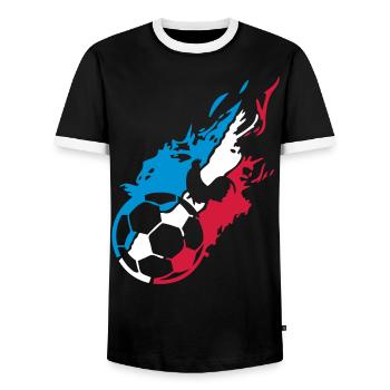 France football team supporter coq2 flame - Men's Ringer Shirt - black/white - Front - AI Model Female 172 light (172cm) & AI Model Male 178 light (178cm)