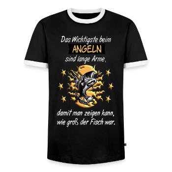 Fishing Fish Fish Angler Angel Gift - Men's Ringer Shirt - black/white - Front - AI Model Female 172 light (172cm) & AI Model Male 178 light (178cm)