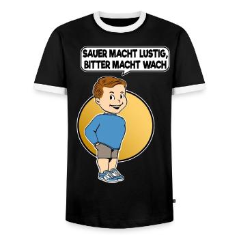 Sauer macht lustig bitter macht wach Techno XTC - Männer Kontrast-T-Shirt - Schwarz/Weiß - Vorne - AI Model Female 172 light (172cm) & AI Model Male 178 light (178cm)