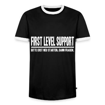 Support de premier niveau Veuillez redémarrer IT IT d'abord - T-shirt contrasté Homme - noir/blanc - Devant - AI Model Female 172 light (172cm) & AI Model Male 178 light (178cm)
