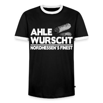 Ahle Wurscht Wurst Nordhessen Finest Spruch lustig - Männer Kontrast-T-Shirt - Schwarz/Weiß - Vorne - AI Model Female 172 light (172cm) & AI Model Male 178 light (178cm)
