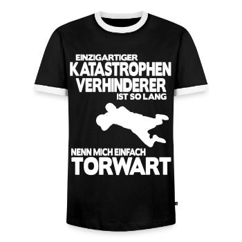 Fußball Torhüter Torwart Geschenk Spruch Shirt - Männer Kontrast-T-Shirt - Schwarz/Weiß - Vorne - AI Model Female 172 light (172cm) & AI Model Male 178 light (178cm)