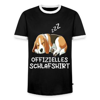 Offizielles Schlafshirt Beagle Hund Hundeliebhaber - Männer Kontrast-T-Shirt - Schwarz/Weiß - Vorne - AI Model Female 172 light (172cm) & AI Model Male 178 light (178cm)