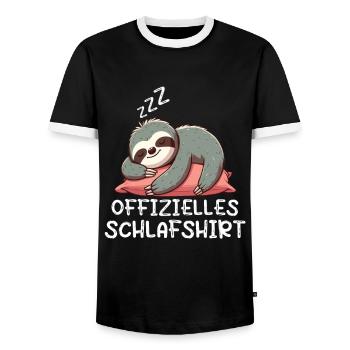 Offizielles Schlafshirt Faultier Faultierliebhaber - Männer Kontrast-T-Shirt - Schwarz/Weiß - Vorne - AI Model Female 172 light (172cm) & AI Model Male 178 light (178cm)