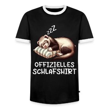 Offizielles Schlafshirt Frettchen Frettchenhalter - Männer Kontrast-T-Shirt - Schwarz/Weiß - Vorne - AI Model Female 172 light (172cm) & AI Model Male 178 light (178cm)