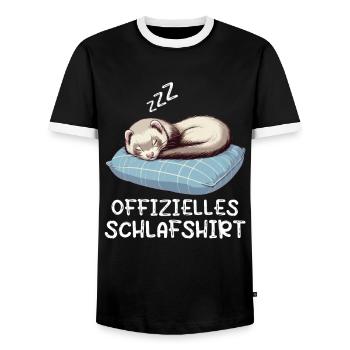 Offizielles Schlafshirt Frettchen Frettchenhalter - Männer Kontrast-T-Shirt - Schwarz/Weiß - Vorne - AI Model Female 172 light (172cm) & AI Model Male 178 light (178cm)