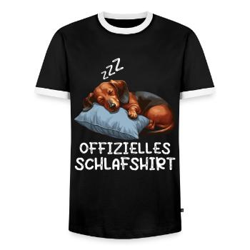 Offizielles Schlafshirt Dackel Dachshund Teckel - Männer Kontrast-T-Shirt - Schwarz/Weiß - Vorne - AI Model Female 172 light (172cm) & AI Model Male 178 light (178cm)