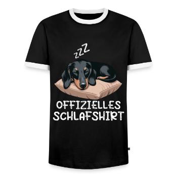 Offizielles Schlafshirt Dackel Dachshund Doxie - Männer Kontrast-T-Shirt - Schwarz/Weiß - Vorne - AI Model Female 172 light (172cm) & AI Model Male 178 light (178cm)