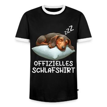 Offizielles Schlafshirt Dackel Dachshund Teckel - Männer Kontrast-T-Shirt - Schwarz/Weiß - Vorne - AI Model Female 172 light (172cm) & AI Model Male 178 light (178cm)