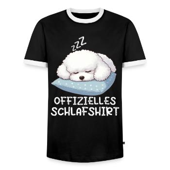 Offizielles Schlafshirt Bichon frise Bichon Hund - Männer Kontrast-T-Shirt - Schwarz/Weiß - Vorne - AI Model Female 172 light (172cm) & AI Model Male 178 light (178cm)