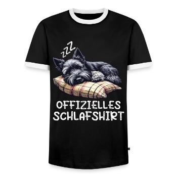 Offizielles Schlafshirt Scottish terrier Hund - Männer Kontrast-T-Shirt - Schwarz/Weiß - Vorne - AI Model Female 172 light (172cm) & AI Model Male 178 light (178cm)